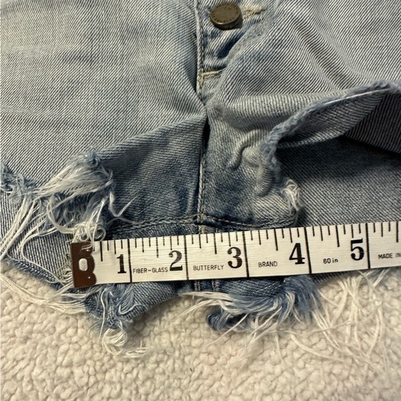 PAIGE Distressed Cut Off Jean Shorts Light Wash Button Fly - Picture 7 of 12